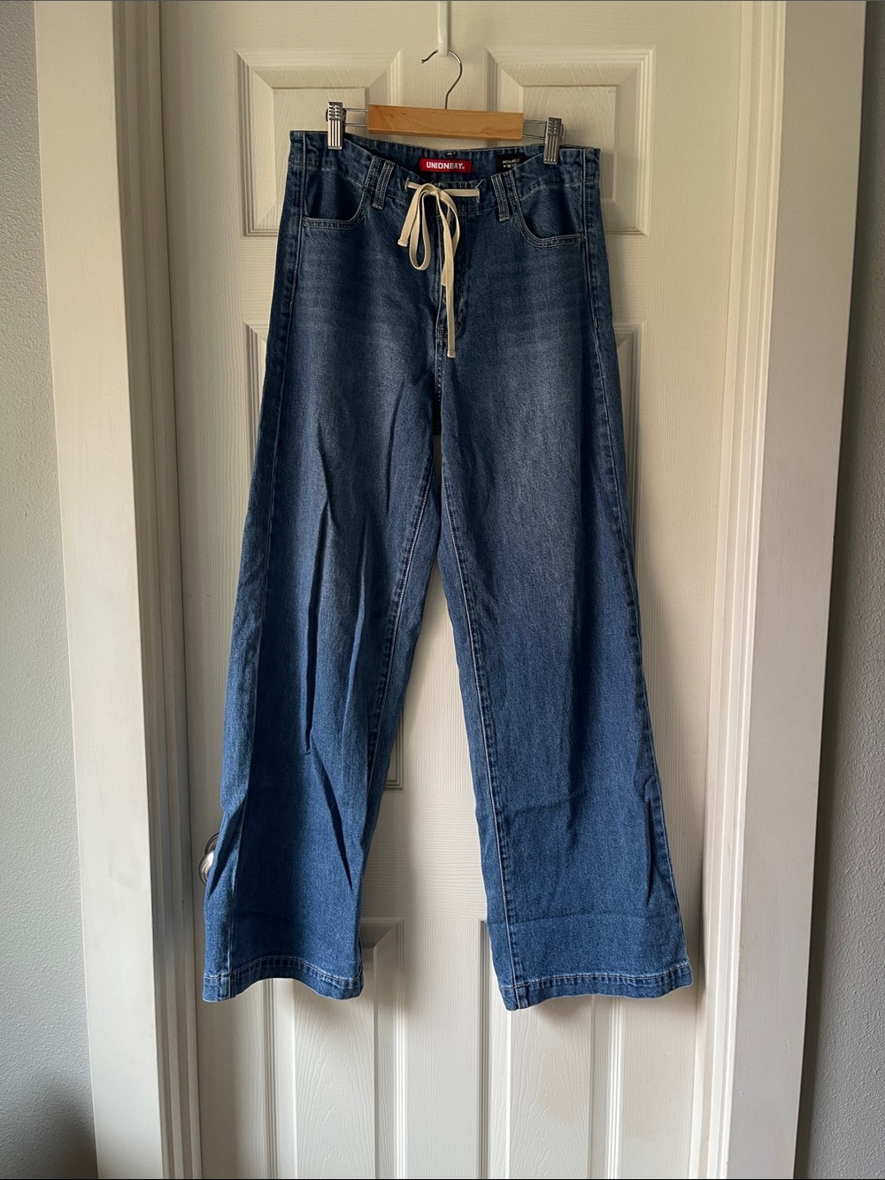 Unionbay High Rise Wide Leg Jeans Drawstring Waist Size 5 27W